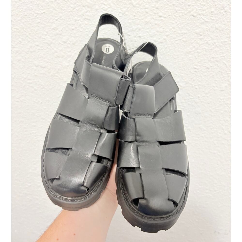 Vagabond Black Leather Fisherman Sandal